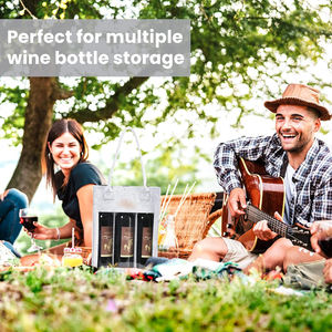 Premium Family Holiday Wedding Party Picnic Wine Lover Gift Cuatro botellas Grey Tote Bolsa <span class=keywords><strong>de</strong></span> vino <span class=keywords><strong>de</strong></span> <span class=keywords><strong>fieltro</strong></span> <span class=keywords><strong>con</strong></span> ventana - Product Image 4