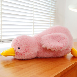 Peluche Canard Super Douce et Moelleuse Allongée, Coussin Canard en Peluche Rose Noir Jaune Blanc, Jouet en Gros - Product Image 3
