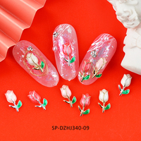 Hiasan Kuku 3D Bentuk Tulip dari Logam, Dekorasi Seni Kuku Bunga Mini, Aksesoris Kuku Floral untuk Manikur DIY