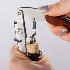Ouvre-bouteille multifonctionnel avec manche en bois et logo personnalisé, tire-bouchon en acier inoxydable, ouvre-bouteille à vin, accessoires pour la maison - Product Image 2