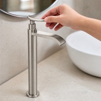 Robinet de lavabo noir mat en alliage de zinc, eau froide uniquement, monotrou, à poser sur le comptoir, pour salle de bain