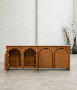 Aparador de Madera Maciza Vintage con Puerta Arqueada, Consola de Almacenamiento para Entrada o Sala de Estar - Product Image 1