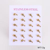 Set anting-anting kancing bunga catatan baja tahan karat anting-anting minimalis tidak beraturan halus grosir untuk wanita