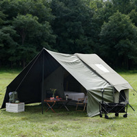 Ensemble de tentes pneumatiques à 2 chambres, vente en gros, colonne d'air, imperméable, coupe-vent, zone étendue, coton TC 6+6 ㎡   Tente de camping gonflable AB Door