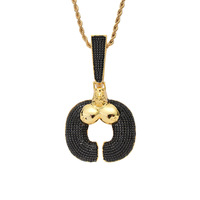 Collier pendentif gorille en CZ noir en gros, bijoux hip-hop pour hommes