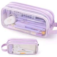Étui à crayons transparent en maille à grands trous Pennfodral, 2 compartiments, sac à stylos transparent, pochette à crayons multifonction portable