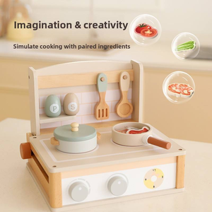 Juego de Cocina de Madera Ecológico y No Tóxico para Niños, Juguetes de Cocina Realistas para Niños de 4 a 6 Años, Juego de Mesa de Imitación - Product Image 3