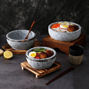 Bol <span class=keywords><strong>en</strong></span> <span class=keywords><strong>pierre</strong></span> coré<span class=keywords><strong>en</strong></span> pour Bibimbap, soupe de riz, service de nourriture avec base <span class=keywords><strong>en</strong></span> bois - Product Image 3