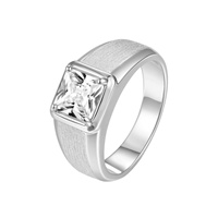 Bague en argent sterling pour homme, moissanite brossée sertie à griffes, forme géométrique, style vintage, luxe léger, article de mode populaire