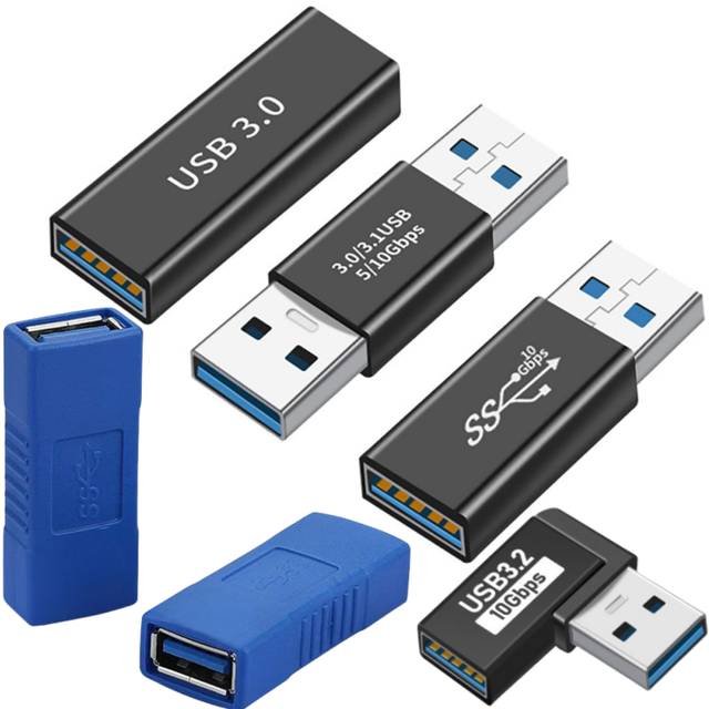 USB 3.0 Female to Female Extension Adapter USB3.0 Male to Type-C Extended Converter Plug Coupler Support Charging Data Transfer