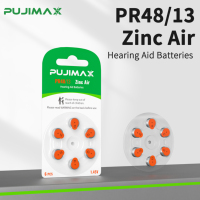 PUJIMAX Lot de 6 piles bouton au zinc-air 1,45 V PR48 13 A13 13A P13 ZA13 jetables pour aides auditives BTE CIC ITE
