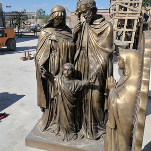 BLVE Iglesia jardín decoración clásica tamaño real Metal cristiano religioso latón <span class=keywords><strong>Sagrada</strong></span> <span class=keywords><strong>Familia</strong></span> estatua bronce escultura - Product Image 3