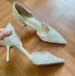 Glitter rhinestone hollow pointed stiletto heels elegant wedding bridal high heel sandals women formal party <b>shoes</b> - Product Image 6