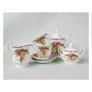 Service à café de luxe en porcelaine fine, motif Rose Royale, style anglais, compatible avec les aliments - Product Image 2