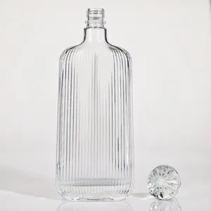 Stocked Super Flint Sealed 500ml 750ml Embossed Vodka Whiskey Glass Bottles With Cap