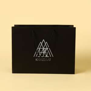 Luxury Boutique Gift Custom Printed <b>Packaging</b> Matt Black Paper Shopping <b>Bags</b> - Product Image 2