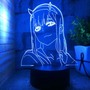 Darling In The Franxx Nol Dua Cosplay 3D Cahaya Malam Lembar Akrilik Model Tokoh Anime Papan Pelat Akrilik Tidak Ada Dasar LED