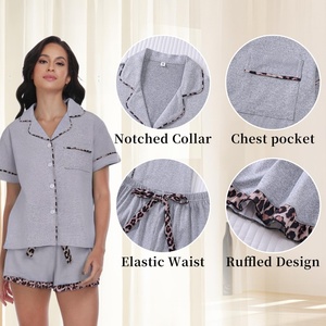 Kostenloser Versand Damen Zweiteiler Kurze Lounge-Bekleidung Weiche Lässige Pyjamas - Product Image 6