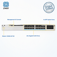 Cisco Switch Catalyst C9300-24T-M 24 Port Gigabit Layer 3 Switch 208Gbps 480G StackWise Modular 10G Uplinks Meraki Cloud Managed.