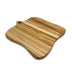 Kustom unik 100% kayu zaitun alami diimpor dari Italia disesuaikan untuk penggunaan di rumah papan pajangan roti Steak tidak teratur