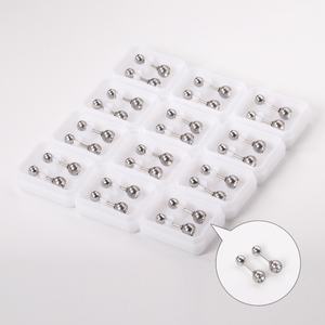 ต่างหูเด็กแบบสกรูสแตนเลสขายส่ง ไม่ก่อให้เกิดอาการแพ้ กันน้ำ ชุบทอง 18K ต่างหูเพชรแบบติด 12 คู่ - Product Image 2