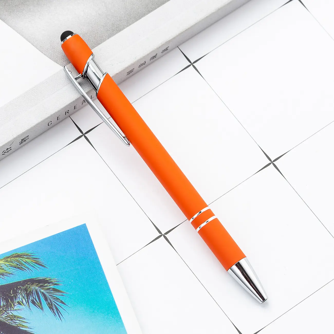 Penna a sfera multifunzione 2 In 1 promozionale con penna In metallo a clic Soft Touch di colore misto con punta stilo