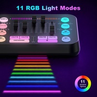 Professionelles Audio-Mischpult Streaming RGB-Mixer-Set mit XLR Dynamischem Gesangsmikrofon Sprachaufnahme mit Lautstärkeregler, Monitoring