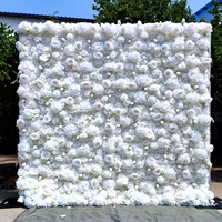 Mur de fleurs artificielles en soie blanches réalistes faites à la main DKB pour les décorations de mariage et de rentrée scolaire