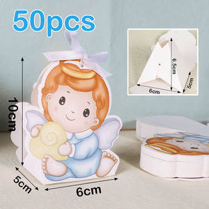 50pcs boîtes de faveur de fête de première Communion boîtes de bonbons de baptême religieux Dieu bénisse les décorations de douche de bébé pour les garçons et les filles - Product Image 2