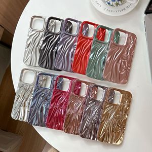Coque de téléphone antichoc en TPU électroplaqué style Ins, motif crêpe de soie 3D couleur unie pour iPhone 16, 14/15 <span class=keywords><strong>Pro</strong></span> Max et 13 - Product Image 3