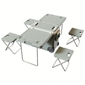 32 Liters Outdoor Camping Multifunctional <b>Portable</b> Folding <b>Table</b> and Chair Car Outdoor Camping Cooler Box - Product Image 1