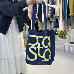 Bolso de Lona con Bloques de Color y Letras Estilo Coreano, Primavera 2026, Bolso de Hombro Casual de Gran Capacidad para Mujer, Bolso de Compras Moderno - Product Image 2
