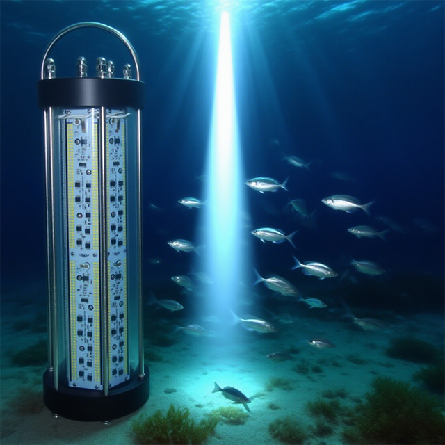 3000W Commercial LED Underwater Fishing Light IP68 Waterproof Fish Attractor Lamp for Ocean Aquaculture Lighting