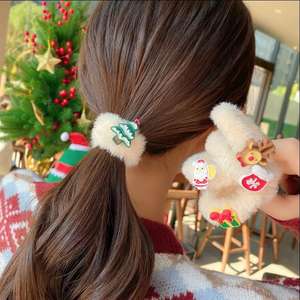 Christmas Plush Scrunchie <b>Elastic</b> Band <b>Cord</b> Hair Santa Accessories - Product Image 3