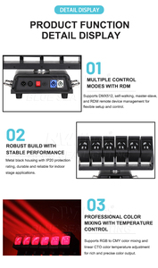 תאורת במה נעה מסוג <span class=keywords><strong>LED</strong></span> עם זום-ווש, בעלת 6 פיקסלים של 60W כל אחד, ברמה מקצועית, לאירועי הופעות, פסטיבלים ושידורים. - Product Image 3