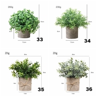 PT003-16 Vente en gros de faux petits bonsaïs en plastique vert, herbe artificielle en pot, ensemble pour la décoration de bureau à domicile