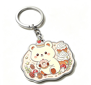 Cute <b>Cartoon</b> Bear Acrylic Keychain Metal Look Key <b>Ring</b> Irregular Shape Light Weight Gift Souvenir - Product Image 1