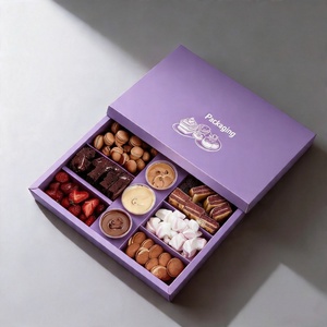 Boîte à collation en papier personnalisée avec logo <span class=keywords><strong>pour</strong></span> noix, desserts et traiteur, avec séparateur - Product Image 4