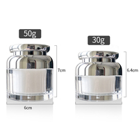 Pot cosmétique en Lucite 30g 50g à double paroi, ensemble d'urnes cosmétiques avec couvercle chromé argenté, pot de beauté vide, récipient de soin en vrac