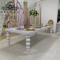 Bon marché, meubles pour événements hôteliers, table de mariage en MDF blanc et acier inoxydable