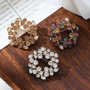 Broches de Cristal con Flores, Modernos y Elegantes, Botones de Diamantes de Imitación, Aleación Chapada en Oro, Personalizados, Unisex, para Uso Diario, Compromiso, Boda - Product Image 2