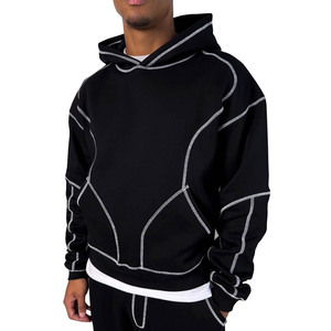 Sweat-shirt à capuche personnalisé avec surpiqûres contrastées pour homme, sweat-shirt surdimensionné de haute qualité - Product Image 2