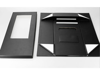 Boîte cadeau luxe pliable en carton noir avec logo personnalisé EVERWIN Factory Eco, emballage pour fleurs, papier avec ruban