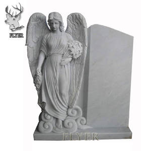 Estilo occidental Memorial Cemetery Grave Stone Silence Angel Monument <span class=keywords><strong>Sunset</strong></span> Red Marble Angel Estatua Tombstone - Product Image 2