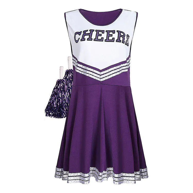 Kids High School Girls Cheer Costume Cheer Leading Musical Uniform Dress Outfit Crop Tops with Skirts