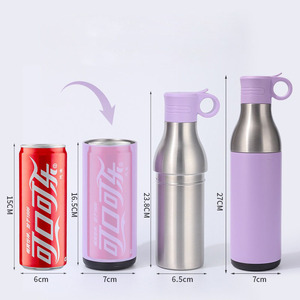 Nueva combinación múltiple 2 en 1 de acero inoxidable 400ml botella de agua de viaje al aire libre con aislamiento al vacío de doble pared con enfriador de latas - Product Image 1