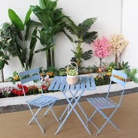 Ensemble bistrot pliable moderne en bois d'acacia massif avec structure métallique pour table et chaises de jardin extérieur