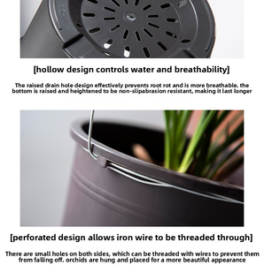 Pot à orchidées en bambou anti-adhérent C303 avec support de base - Pot à fleurs en plastique pour plantes vertes succulentes - Product Image 4