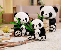 Siège Panda en peluche tenant un bambou mère et fils Panda Souvenir poupée oreiller de couchage pour cadeau d'anniversaire pour enfants