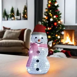 24" USB Eight-function Timing Remote Control 33pcs LED Lights White Sheet Messy Mesh Cloth Snowman